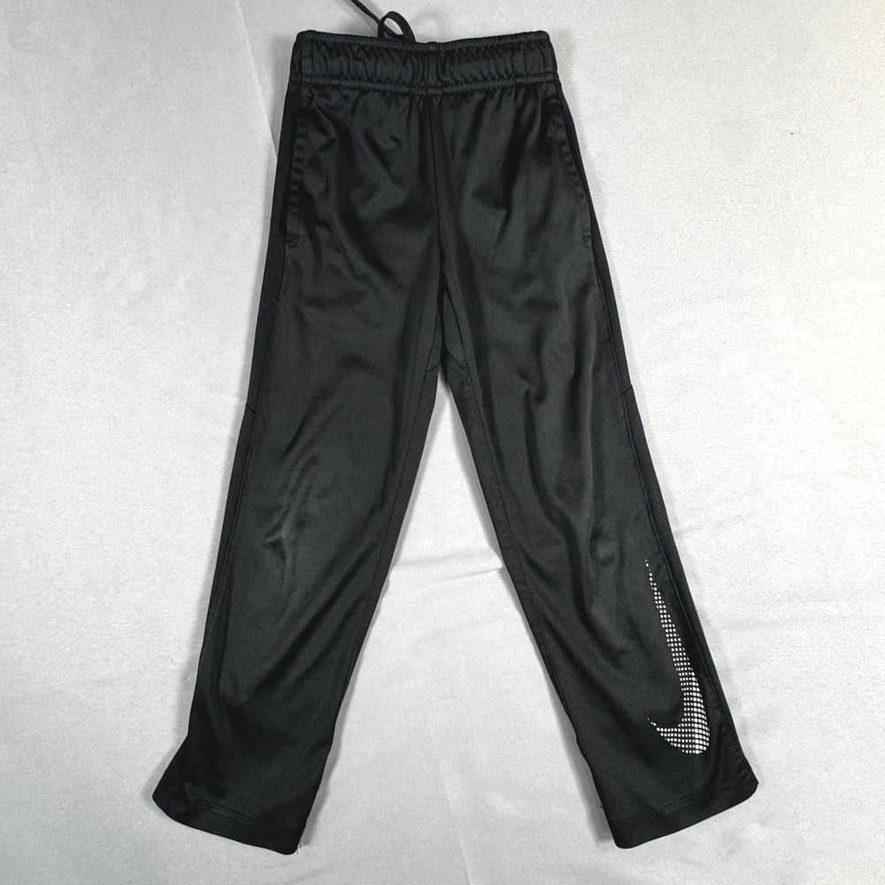 Title: Nike Dri-FIT Boys Black Athletic Track Pants Dotted Swoosh Sz 5 4-5Y